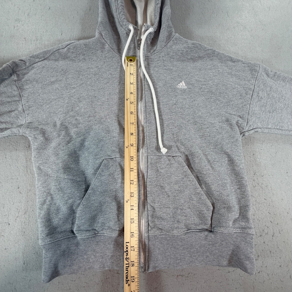 Adidas Women's Full Zip Hoodie Heather Gray French Terry Sweatshirt M - Picture 6 of 8